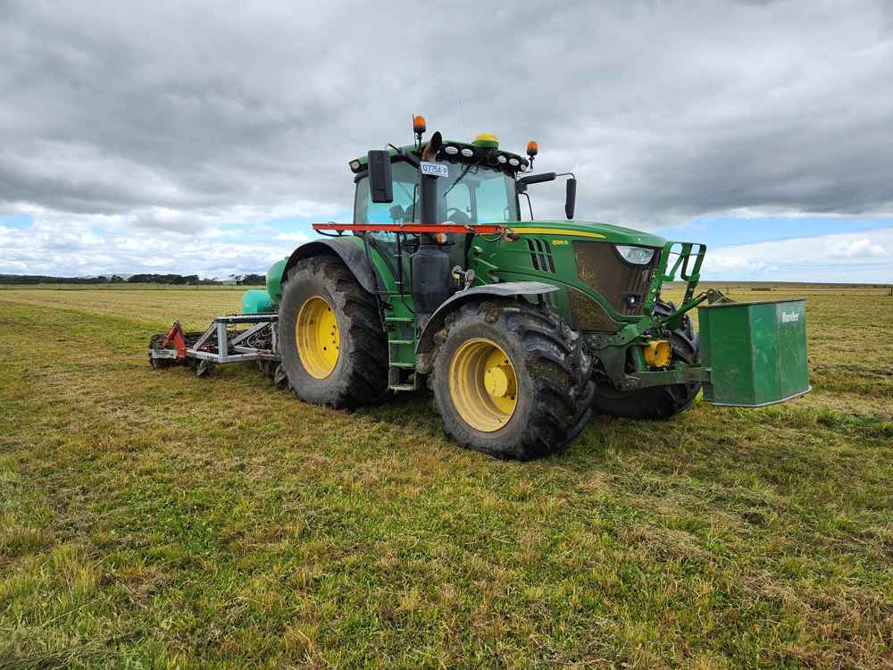 Making a pass over the pasture with a Yeoman’s plough to aerate the soil.
