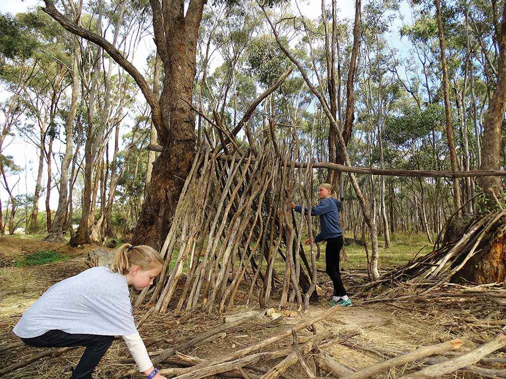 From left, Amber and Jessica Smith enjoying some active play in Maldon Historic Area. 