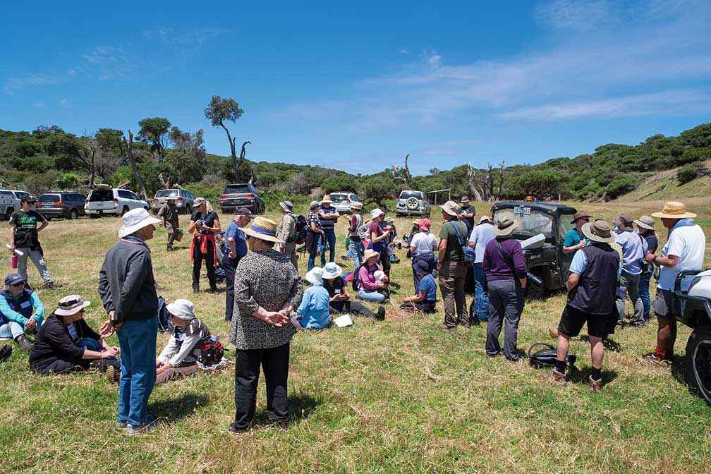 A morning tea in the paddock for the launch of the Bunurong Coast Community On-ground Action on Pest Plants and Animals Project in December 2022.